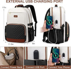 Laptop Backpack for Women Bookbag: 15.6 inch Work School Backpacks with Pouch Pocket for Large Capacity Cup & USB Charger College Book Bag Travel Business Nurse Teacher Bookbags Anti-theft Back Pack