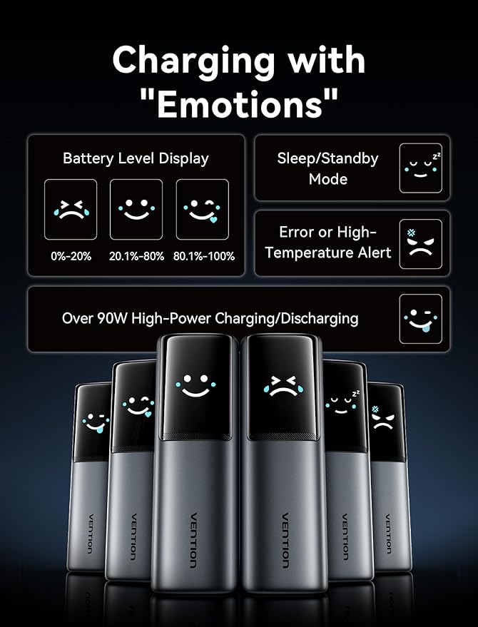 VENTION Powerhive 27000mAh Laptop Power Bank, 200W, Built-in and Extra 240W USB-C Cables, Portable Laptop Charger, Digital Display, for iPhone 17/16/15/14/13 Pro Max, MacBook, Dell, HP, Galaxy S24