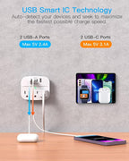 One Beat 2 Pack Multi Plug Outlet Splitter with USB,Surge Protector Outlet Extender with 3 Wall Outlets 4 USB Wall Charger(2 USB C),490 J, ETL Listed,Small Outlet Adapter Plug Extender for Travel,WH
