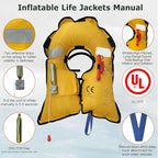 Manual Inflatable Life Jacket| Inflatable PFD Vest Adult| Life Vest for Adults| Outdoor Water Sports| Supports up to 330 lbs|33g of Carbon Dioxide Cylinder