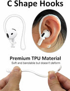 A-Focus Anti-Slip Set for AirPods 4 Silicone Adjustable Ear Hook Ergonomic Design Wings Wingtip Ear Hooks Tips Strap Sport Earbuds Accessories Eartip Compatible with AirPods 4th White