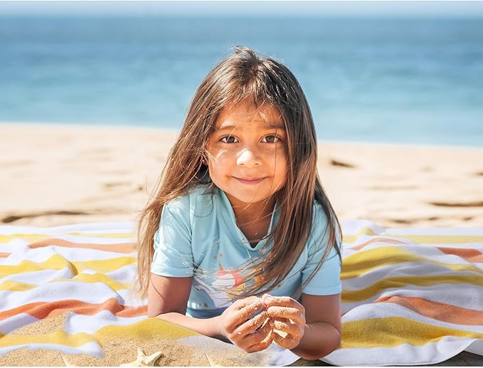 Bornbay Large Beach Towel Oversized - 40"X70" Big Cute Beach Towels, Extra Large Plush Thick Pool Towel, XL Wide Fluffy Yellow Swimming Towel Oversize for Adults Mens Women