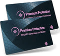 KF-Premium RFID Blocking Card (2 Pack) - Ultra Thin Debit & Credit Card Protector for Travel & Passport - Anti Theft & Fraud Contactless NFC Blocker - Wallet Defender for Men & Women - Pink