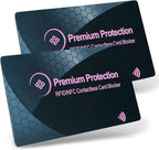 KF-Premium RFID Blocking Card (2 Pack) - Ultra Thin Debit & Credit Card Protector for Travel & Passport - Anti Theft & Fraud Contactless NFC Blocker - Wallet Defender for Men & Women - Pink