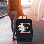 E Alphabet Design Custom Travel Luggage Cover Tag Set TSA Approved Vintage Letter Print Suitcase Protector Men Women (M 22-25 Inch Luggage)