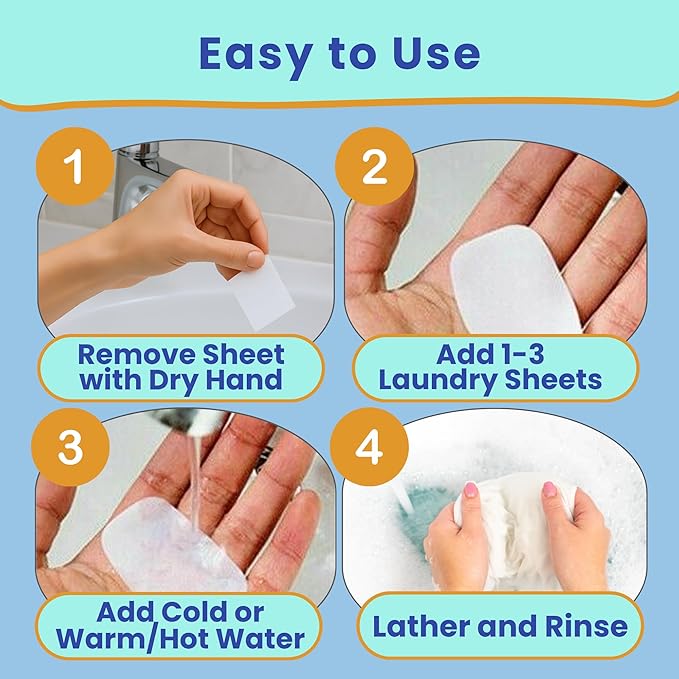 Travel Laundry Detergent Sheets and Travel Clothesline – Laundry Detergent Sheets 50-Count + Portable Clothesline for Hotels, Cruises & Camping, Compact Sink Laundry Set for Trips & Small Spaces