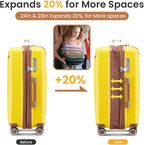 Hard Shell Luggage Sets 4 Piece with 360 Spinner Wheels,Lightweight Suitcase Set with TSA Lock,Travel Luggage Set with Telescoping Handle,Light and Strong,Easy to Clean (Yellow)