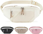 BAGSMART Large Capacity Fanny Packs for Women, Adjustable Fashion Waist Packs with Multiple Pockets, Durable Belt Bag for Traveling Workout Hiking, Beige