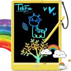 TEKFUN LCD Writing Tablet for Kids, 10-inch Coloring Drawing Pad, Mess Free Doodle Board, Airplane Travel Toys for Boys and Toddlers, Road Trip Essentials, Gifts for 3 4 5 6 7 8 Year Old Girls(Yellow)