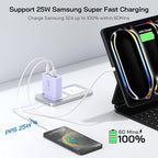 2Pack USB C Fast Charger Block, Total 60W 5-Port USB C Wall Charger 30W Type C Charging Block, 2USB C+3USB A PD 3.0 Multiport Charging Cube for iPhone 17 16 15 14 Pro Max, G-alaxy S26 S25 Ultra, i Pad