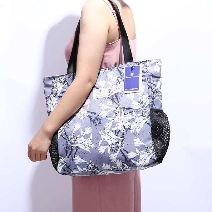 Original Floral Water Resistant Large Tote Bag Shoulder Bag for Gym Beach Travel Daily Bags Upgraded