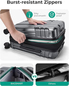 BAGSMART Expandable Carry On Luggage 22x14x9 Airline Approved, 1OO% PC Lightweight Hard Shell Suitcase, 20 Inch Travel Luggage with Spinner Wheels, Waterproof Rolling Suitcase, Gray…