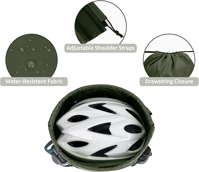 WANDF Drawstring Backpack with Shoulder Pad Sports Gym Backpack with Mesh Pocket String Bag for Women Men(Dark green)
