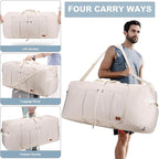 80L Large Duffle Bag for Travel, 26' Travel Duffel with Shoe Compartment, Foldable Collapsible Overnight Gym Weekender Bag for Men Women, Waterproof & Tear Resistant (Beige, 80L)