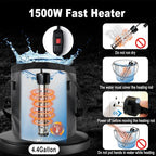 Rechargeable Camping Shower with Heater,1600W Water Heater,6000mAh Shower Pump with LED Display Foldable Bucket Outdoor