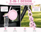 Pink Slow Feeder 3-in-1 Travel Dog Bowl Set – 30 OZ Stainless Steel + 20 OZ Collapsible BPA-Free Silicone Bowl Lid | Silicon Slow Feeder Insert | Non-Slip, Anti-Choking|, Carabiner | We give Back