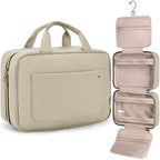 BAGSMART Toiletry Bag Travel Bag with Hanging Hook, Water-resistant Makeup Cosmetic Bag Travel Organizer for Accessories, Shampoo, Full-size Container, Toiletries (Camel, Large)
