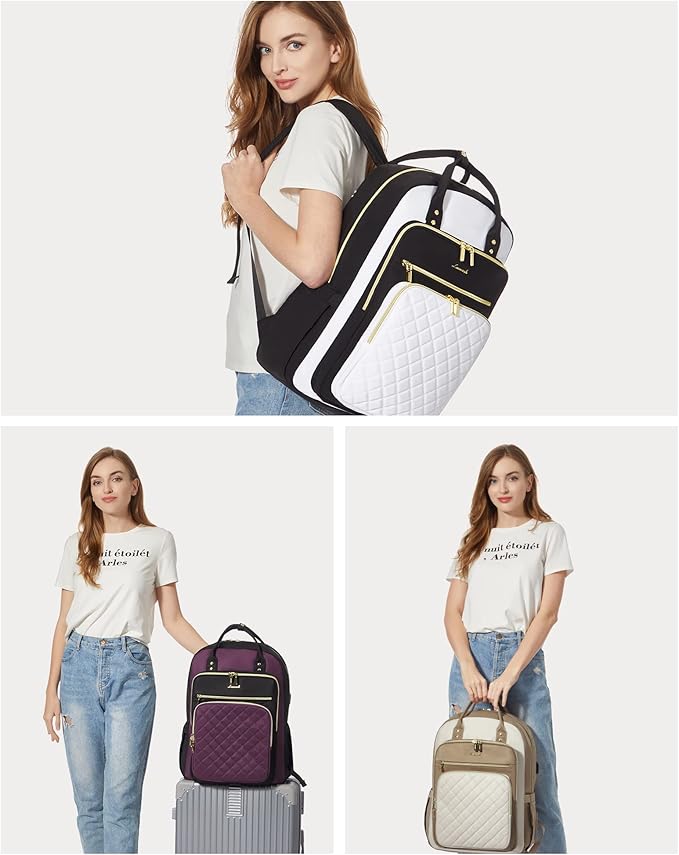 LOVEVOOK Laptop Backpack for Women, Fashion Backpack Purse for Travel with USB Port, Lightweight Casual Daypacks Nurse Teacher Computer Bag for College Work Business, Fit 17" Laptop
