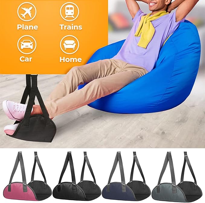 TOLUON Airplane Foot Hammock Foot Hammock for Plane Travel Portable Airplane Footrest Length Adjustable Airplane Foot Rest Travel Essentials Accessories Office Leg Rest Gifts to Relax Your Feet Rose