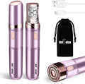 Hair Removal Epilator for Women, 2-in-1 Epilation System Device, Facial Hair Remover, Plucker for Face, Lip, 18 Carat Gold Plated Head, All Ages and Skin Types,with Pouch, Brush