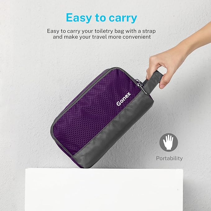 Gonex Travel Toiletry Bag Nylon, Shaving Bag Toiletry Organizer Deep Purple