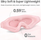 Sleep Mask - Total Blackout 3D Sleeping Mask, Super Lightweight & Silky Soft Eye Mask for Sleeping, Fully Adjustable Fit for Home, Office, Traveling, Meditation, Yoga, Pink, Mothers Day Gifts