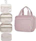 Narwey Hanging Toiletry Bag for Women Travel Makeup Bag Organizer Toiletries Bag for Travel Size Essentials Accessories Cosmetics (Dusty Rose (Medium))