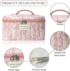 Gosect Large Makeup Bag, Cute Cosmetic Bag for Women Girls, Floral Coquette Aesthetic Toiletry Bag, Travel Make Up Organizer Bag (Crushed Flower)