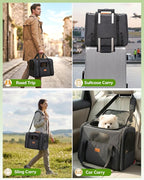 Morpilot Cat Carrier - Cat Carrier Soft for Medium or Large Cats up to 20lbs, with Dual-Sided Cushion, Secure Buckle and Foldable Bowl, Dog Carriers for Small Dogs - Pet Carrier (Dark Gray)