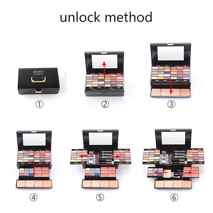 FantasyDay 54 Colors All in one Makeup Gift Set Holiday Birthday Beauty Cosmetic Essential Starter Bundle Include 39 Eyeshadow Palette, 6 Blush, 6 Sponge Stick, 4 Compact Powder, 3 Lipstick, Eyeliner