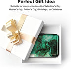 ELFISH Mini RFID Aluminum Wallet Credit Cards Holder Business Card Case Metal ID Case for Men Women (Greenblack Marble)