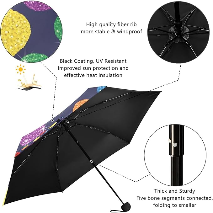 Cowboy Boots Pattern Umbrellas for Rain Windproof Small Folding Compact Mini Travel Umbrella for Purse Lightweight Portable Pocket for Women