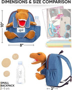 Naturally KIDS 【Upgraded】 Toddler Backpack with Detachable Dinosaur Toy for Boys | Side & Inner Pockets, Reflective Logo | Dinosaur Backpack for Kids 3-5