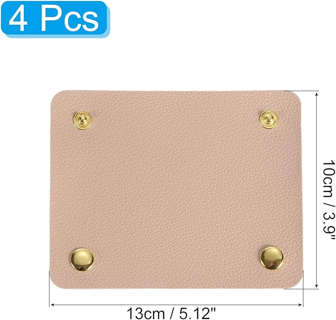 uxcell 4Pcs Handbag Handle Wrap Covers, PU Leather Luggage Grip Protector for Suitcases, Shopping Bag (13x10cm, Apricot)