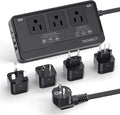 2000W Voltage Converter US to Europe for Hair Dryers, 7-in-1 220V to 110V Converter for European Travel with 3 AC/2 USBA/2 USBC Ports, Universal Power Converter Adapter Combo with EU/UK/IT/AU