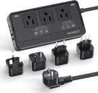 2000W Voltage Converter US to Europe for Hair Dryers, 7-in-1 220V to 110V Converter for European Travel with 3 AC/2 USBA/2 USBC Ports, Universal Power Converter Adapter Combo with EU/UK/IT/AU