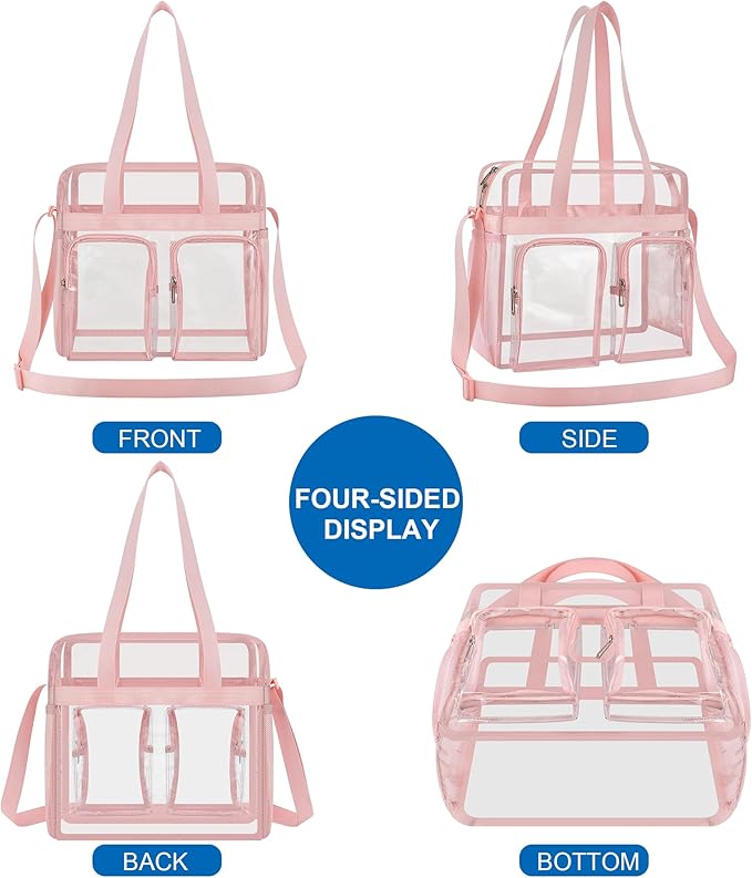 XCU Clear Bag for Stadium Events 12x6x12 Large Clear Tote Bag Transparent Lunch Bag Adjustable Straps for Concert Sports Work