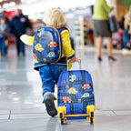 GYMAX 2Pc Kid Carry On Luggage Set, 12" & 18" Kids Suitcase with 4 Spinner Wheels, Travel Rolling Trolley