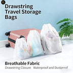 15-piece travel white frosted drawstring storage bags for gym clothes, underwear, shoes, and clothing packaging. 3 sizes, 5 pieces each (15.7 x 11.8 in; 7.9 x 11.8 in; 7.0 x 9.8 in)