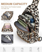 Capolo Sling Bag for Women Men Waterproof Crossbody Bags for Women Trendy Casual Fanny Pack with Convertible Shoulder Strap Chest Bag for Travel Hiking(Leopard, Medium)