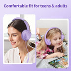 Botesty Sound Headphones Wired with Microphone, Over Ear Foldable 3.5mm Plug in Headphones with 4.9ft Tangle-Free Nylon Cord for Tablet, Laptop, MP3/4, School, Airplane Travel (Purple)