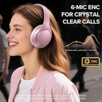 Hybrid Active Noise Cancelling Headphones 120H Long Playtime, 6 ENC Mic, Wireless Over-Ear Bluetooth 6.0 Headphones, Hi-Res Audio, Memory Foam Earcup, Transparency Mode ANC Headphone for Travel Office