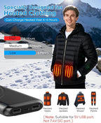 Heated Vest Battery Pack,10000mAh 5V 2A Power Bank Specially Designed for Heated Jacket, Heated Clothes,Heated Coat,Heated Pants.