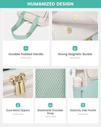 LOVEVOOK Laptop Backpack for Women, 15.6 Inch Work Laptop Bag with USB Port, Fashion Teacher Nurse Backpack Purse, Waterproof Travel Computer Backpack with Organizer Bag, 2PCS, Beige-Mint Green