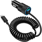[Apple MFi Certified] iPhone Car Charger Fast Charging, Braveridge 4.8A USB Power Cigarette Lighter Car Carplay Charger Adapter with 6FT Coiled Lightning Cable for iPhone 14 13 12 11 XS XR X 8 SE iPad