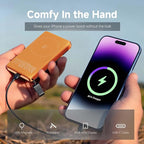 Qi2 Magnetic Portable Charger 10000mAh, 15W Wireless & 22.5W USB-C Fast Charger with Stand & LED Display, for iPhone 17/16/15/14,Orange
