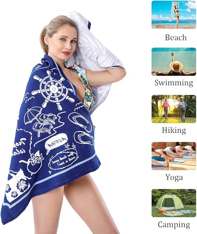 Beach Towel Microfiber Beach Towels Sand Free Quick Dry Lightweight Travel Towels Summer 30×60 inch Beach Towels for Adults Women Men Girls Kids Beach Essentials Accessories