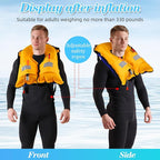 Adult Automatic Inflatable Kayak Vest PFD,Water Sports Vest for Boating Fishing Kayaking SUP Paddleboarding（fit Weight Below 330 lbs）