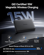 Baseus Picogo Magsafe Portable Charger, Qi2 15W 0.5" Ultra Slim 10000mAh Wireless Power Bank, 27W Fast Charging Magnetic Battery Pack with USB-C for iPhone 17 Pro Max/17 Pro/Air/16/15/14/13/12