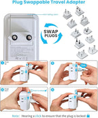 Universal Travel Adapter Kit, VINTAR PD 35W International Power Adapter with 4 AC and 3 USB Ports(2 USB-C), Type A,B,C,D,E/F,G,H,I,L,M Detachable Attachments, Travel Adapter Worldwide for EU/UK/Africa